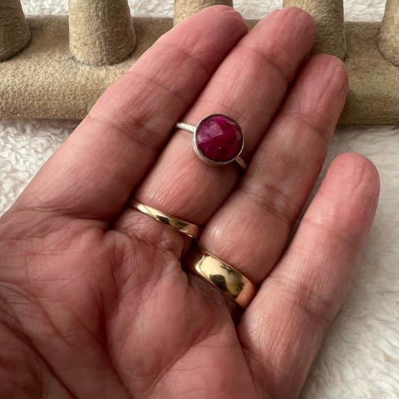 Rough Ruby Genuine Gemstone Sterling Ring - Picture 3 of 6